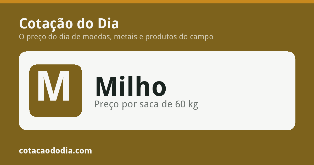 Preço do Milho em Lucas do Rio Verde - MT Hoje | Cotação por saca